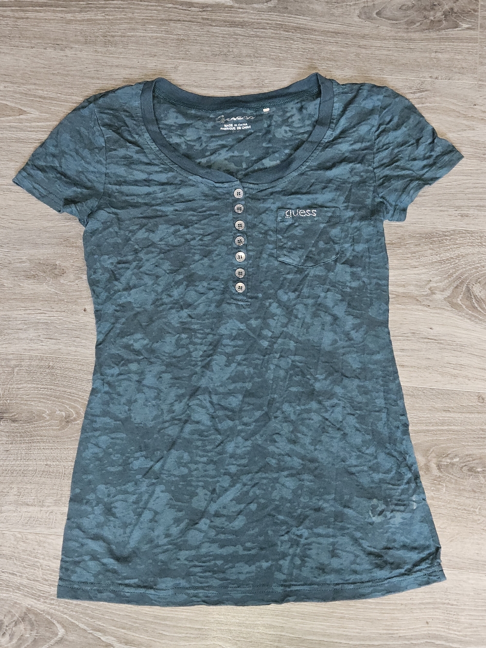 Guess Teal Short-Sleeve Henley Tee